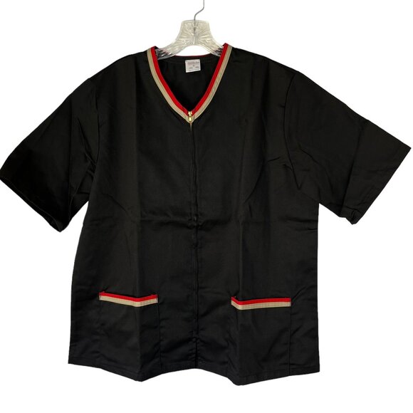 Fashion Seal Superior Uniform Zip Shirt Black Red Medical Foodservice Sz XL New - Picture 1 of 9